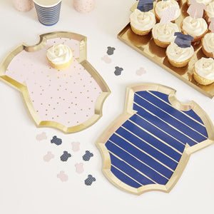 Pink and Navy Onesie Plates