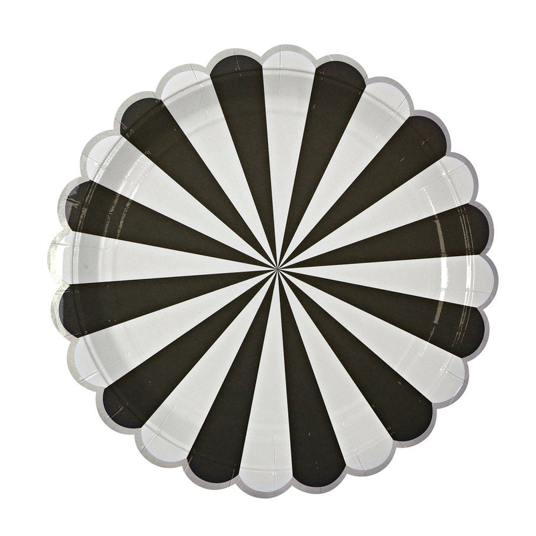 Black & White Fan Stripe Plates