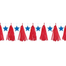 Load image into Gallery viewer, Patriotic Tassel Garland with Stars
