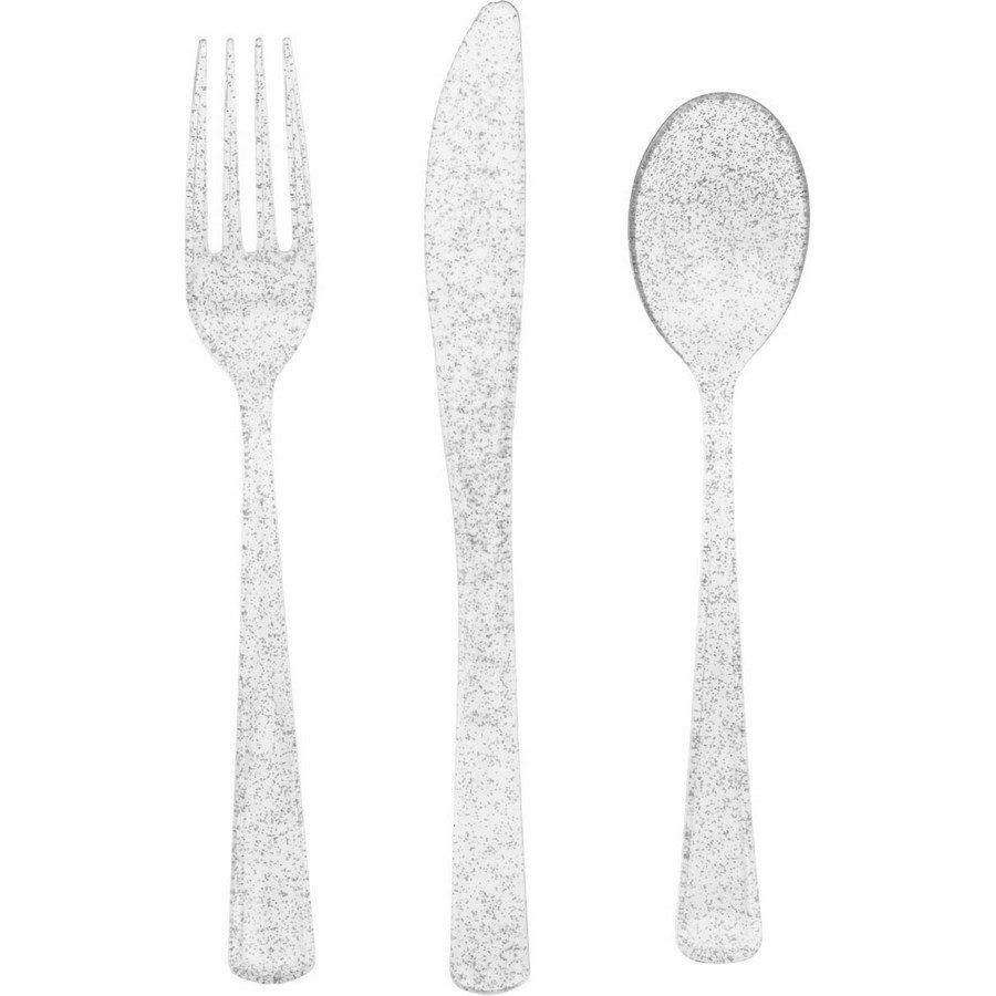 Silver Glitter Cutlery