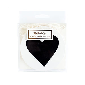 Black & White Circle Heart Banner