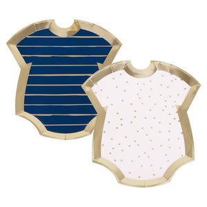 Pink and Navy Onesie Plates