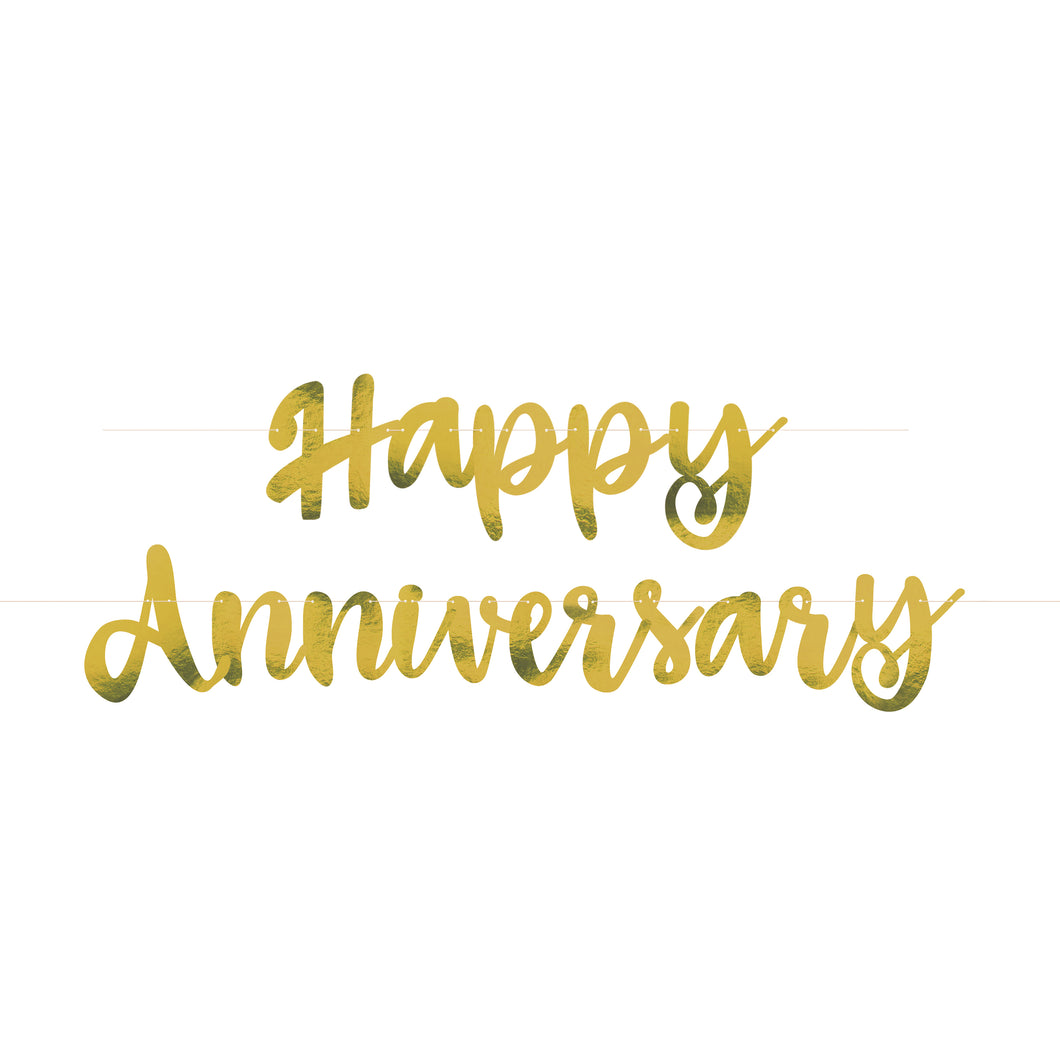 Gold Script Happy Anniversary Garland