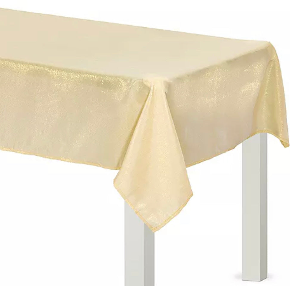 Metallic Vanilla Cream Fabric Tablecloth 60 x 104