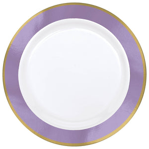 Gold & Lavender Border Premium Plastic Dinner Plates