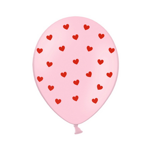 Pink and Red Heart Balloons 6 Pack